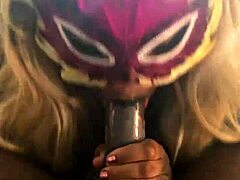 Mature ebony slut takes a big cock in her mouth