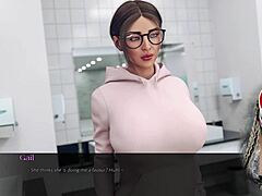 Офисът: Секси секретарка с огромни гърди в игриво действие