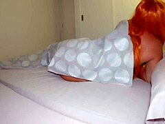 Hotel room stepmom and stepson engage in anal sex and cum swapping