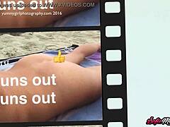 Rijpe Sofie Maries plaagt het strand in zelfgemaakte video