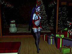 Ateşli dul kadın, Noel'de yatak odasında duygusal bir şekilde dans ediyor