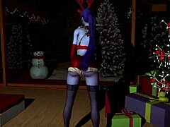 Sultry widow dances sensually in bedroom on Christmas