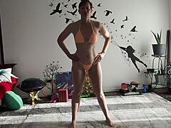 Aurora's fat and mature domination in bikini yoga