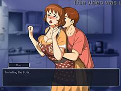 Stedmor og datter forfører familiefyr i Hentai-video