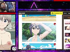 Animated girl Uzaki-chan reveals her large breasts and hairless genitalia