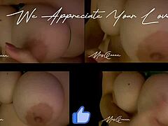 Wideo HD POV z związana mamusią z naturalnymi dużymi piersiami, która jest klapsana