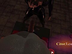 Experience a fetish-filled 3D game with ripped clothes and precum