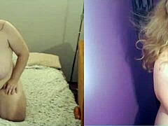 POV 비디오 채팅에서 성숙한 자매의 엉덩이를 공개합니다