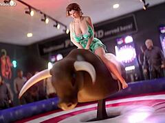 Madrastra madura y curvilínea con grandes tetas las muestra en un juego hentai 3D