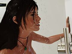 Sesi solo panas Lara Crofts: Masturbasi basah dan liar