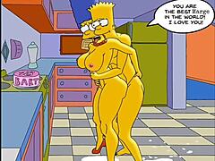 Seksi ev kadını Marge, bir anime Hentai videosunda tüm deliklerine creampie alırken zevkle inliyor
