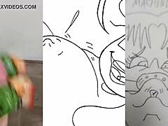 Paksu hentai-tyttö, jolla on isot tissit, masturboi miestä ja jänistä höyryävässä videossa
