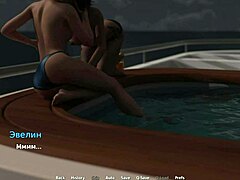 Dziewczyna z kreskówek jest niegrzeczna na łodzi w Waterworld