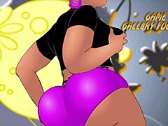 Cartoon porn features a curvy black MILF with a big ass and thick thighs