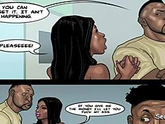 MILF hitam hitam dengan payudara semula jadi menipu Jordan barunya dalam komik suara wanita
