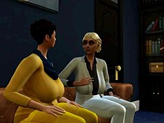 Interraciale trio met een geile schoolmeisje uit Sims 4