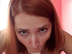 Hot Redhead Sucks and Blows with Dildo in POV