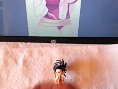 Japanilainen cosplay-hahmo harrastaa seksiä hentai-animaatiossa