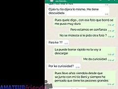 Latina MILF masturbeert in Whatsapp webcam met stiefzus